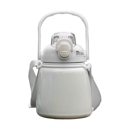 Isoleret vandflaske 650ML 304 rustfrit stål sugerør flaske til udendørs kontor skole hvid