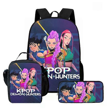 Kpop Demon Hunters Ryggsekk Huntrix K-pop Demon Hunters Skolesekk Mochila Penalhus Sett