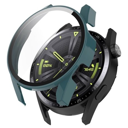 Huawei Watch GT 3 (46mm) TPU frame + tempered glass screen protector - Dark Green