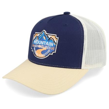 Wild Spirit - Blå trucker Caps - Mountain Adventures Navy/Ivory/Golden Trucker @ Hatstore