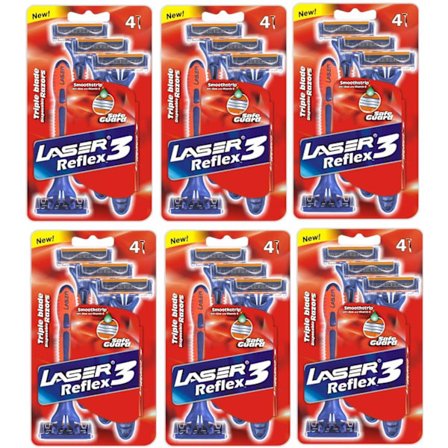 Rakhyvel 24-pack Laser Reflex3, 3-bladiga rakhyvlar för män