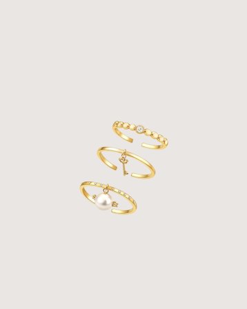 IOAKU LUCKY CODE 3-PACK RING Gyllen Smykker Jente - Kids Brand Store