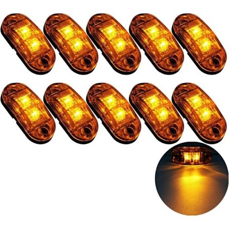 10X 2 LED Sidemarkeringslys 12/24V LED Positionslys Trailer Sidelygte Advarselslys Gult Lys til Lastbil Autocamper Campingvogn, [BR]