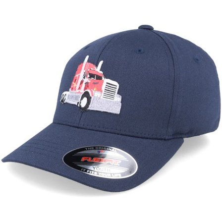 Kiddo Cap - Blå flexfit Keps - Semi Truck Navy Blue Flexfit @ Hatstore