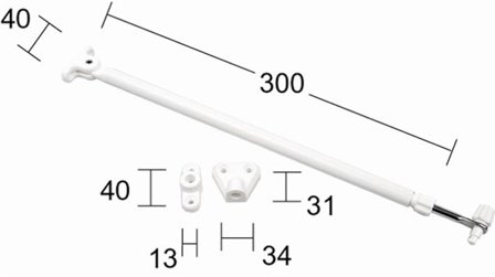 Habo 231 Dørholder 300 mm, hvid, Dør- & vinduesbeslag