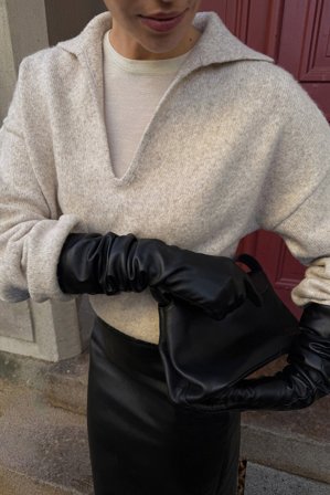 NA-KD Oversized stickad tröja med krage - Oversize Tröjor - Beige - L