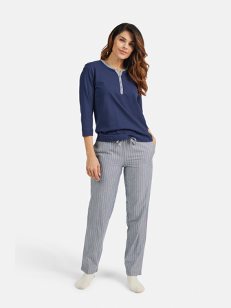 BRANDTEX - Pyjamas - Navy - Stribet