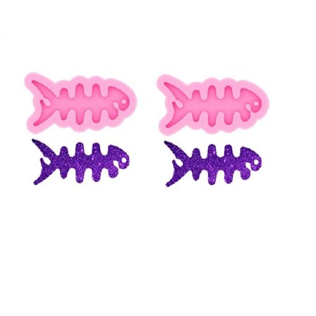 2 STK skinnende blank fisk skelet silikone forme nøglering forme