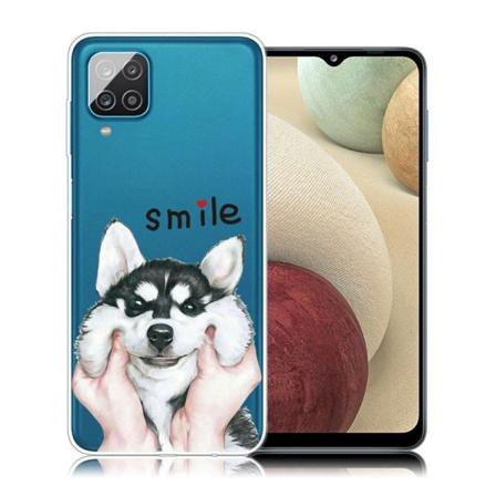 Deco Samsung Galaxy A12 5G kotelot - Hymy Söpö Koira Silver grey