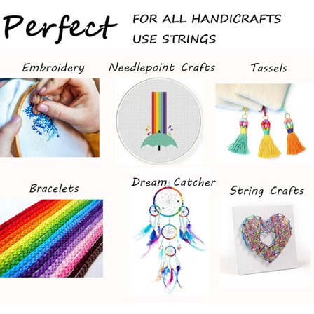 Regnbågsstygn broderitråd, paket med 100 st, 30 nålar och 2 nålträdare