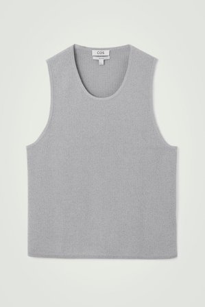 COS Men's Ribbed-Knit Crew-Neck Tank Top in Grey