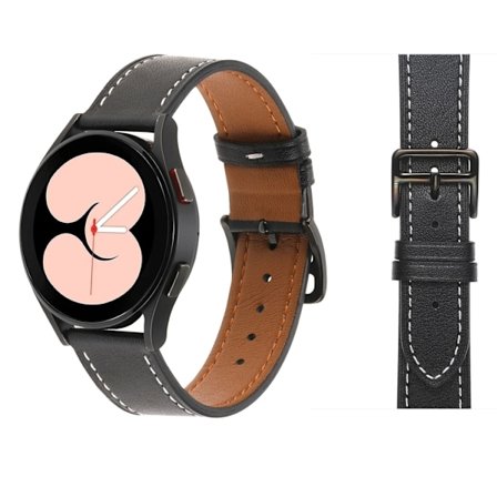 Samsung Galaxy Watch 5 Pro 45mm etc. Leather Watch Band - Svart