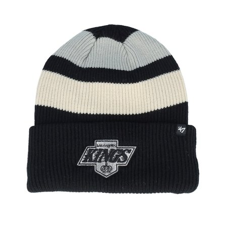 47 Brand - NHL Zwart cuff Beanie - "Los Angeles Kings Clubhouse Jennings 47 Beanie Black/White/Grey Cuff " @ Hatstore