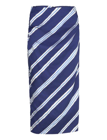 Mango Slit Striped Skirt - Navy - 34