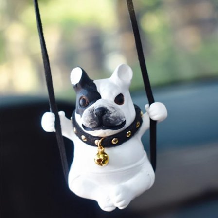 Nya Söta Anime Resin Hund Bil Tillbehör Gungande Bulldog Hänge Bil Ornament Backspegel Födelsedagspresent Par Tillbehör~03652