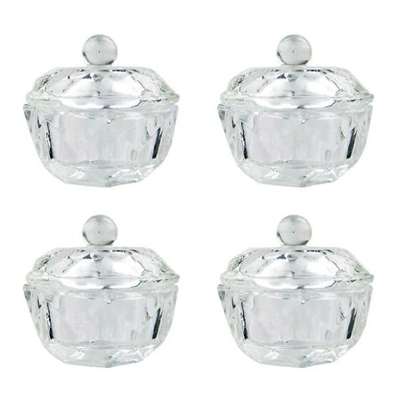 Klar Neglekunst Akryl Pulver Væske Glas Krystal Kop Glasvarer Med Låg Til Neglekunst Negleplejeværktøjer