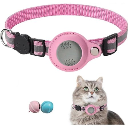 Reflekterende Airtag kattehalsbånd med bjelle og sikkerhetsspenne for sikkert og stilig kjæledyrtilbehør