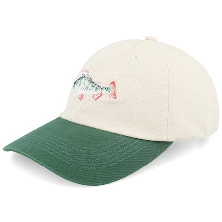 Wild Spirit - Beige unconstructed Lippis - Perch Fish Washed Stone/Dark Green Dad Cap @ Hatstore