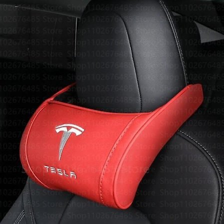 Läder Bilhuvudstöd För Tesla Model 3 XSY 2022 Ländryggskudde Resehufvudstöd Tesla Model Y 2023 Tillbehör Bilinredning