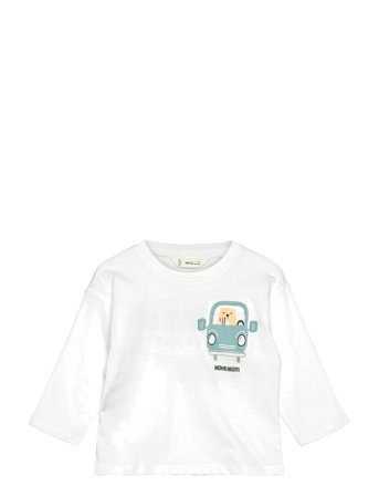Mango Embossed Cotton T-Shirt - White - 110