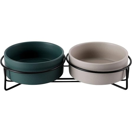 Foderløsning til kæledyr med reduceret belastning af nakken, sikkert keramisk materiale for en sundere spisetid, let at rengøre og mikrobølgesikkert 