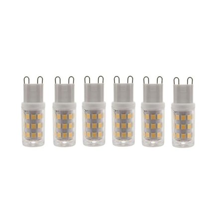 6-pack G9 LED-lampor, 3W halogenlampsekvivalenter, G9-sockel energibesparande LED-lampa, naturligt vitt ljus, 360lm, AC 220-240V
