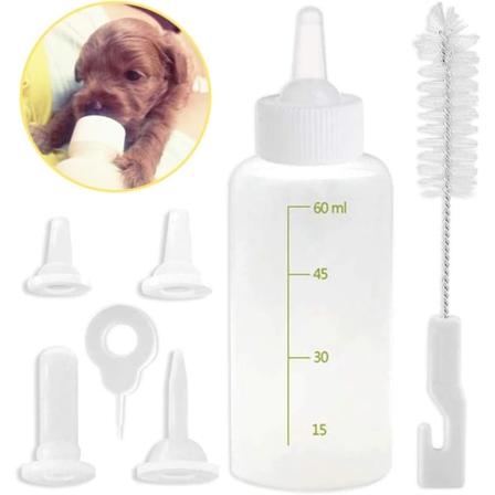 Fôringsflaske for hunder og katter, oppdrett, fôring, fôringsflasketilbehør, børstesett for hund, valp, katt, kattunge