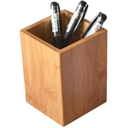 Mordely Bamboo Wood Desk Pen Pencil Holder Stand Multi Purpose Use Pencil Cup Pot Desk Organizer