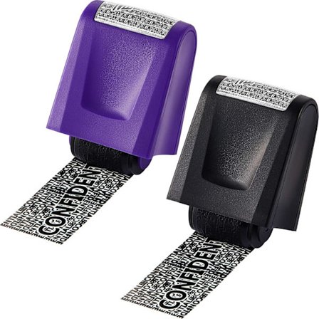 2 stk. Identitetstyveri Forebyggelses Stempler Rulle Identitetsbeskyttelses Stempel Stor Rulle Sikkerhedsstempel (Sort og Lilla, Medium)