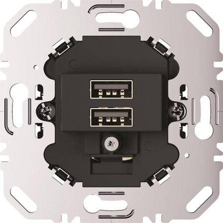Berker 260205 Ladduttag 2 x USB A, 3A, Strömbrytare & vägguttag