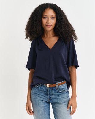 GANT - Kortermet bluse til dame evening blue