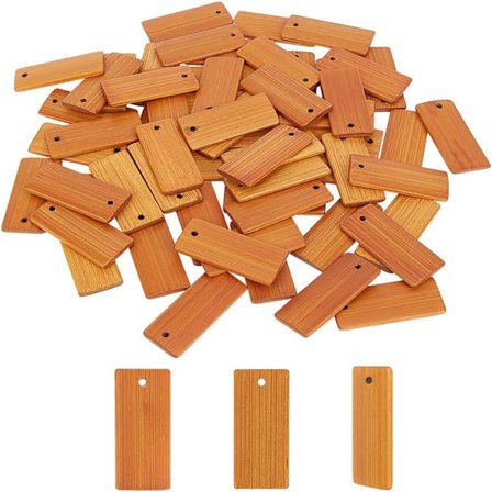 Rektangel träetiketter Nyckelring Ringar Bambu Blank