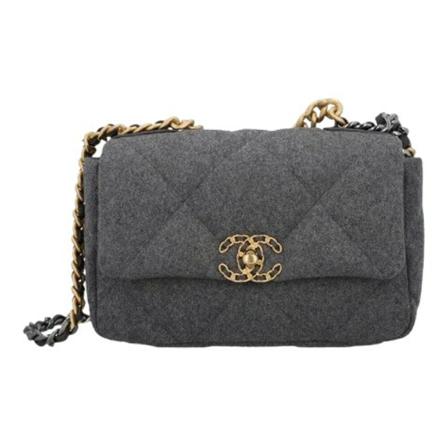 Chanel Vintage Pre-owned Filtstof crossbody-tasker Grå, Dame Vintage Tasker, Størrelse: ONE Size
