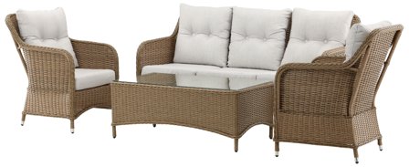 Venture Home Vikelund 9306-009 Loungeset soffa, bord, fåtöljer, natur/vitt, Utemöbler