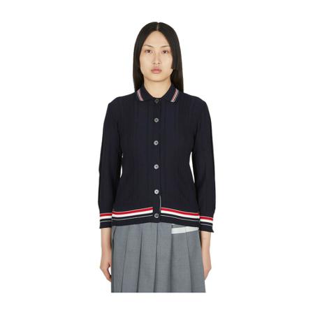 Thom Browne Polo Neck Vest , Blauw , Dames , Maat: S