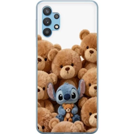 Kompatibel Mobilcover til Samsung Samsung Galaxy A32 5G Sød og sikker illustration med Stitch omgivet af bamser, der skaber en varm og legende følel