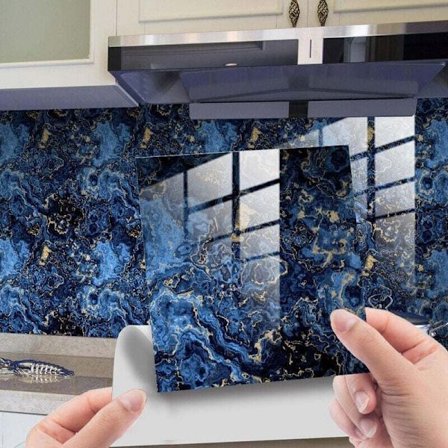 Let luksus blu00e5 imiteret marmorkorn Krystal film flise klistermu00e6rke indvendig dekoration vu00e6g klistermu00e6rke gulv klistermu00e6rke 10 10cm