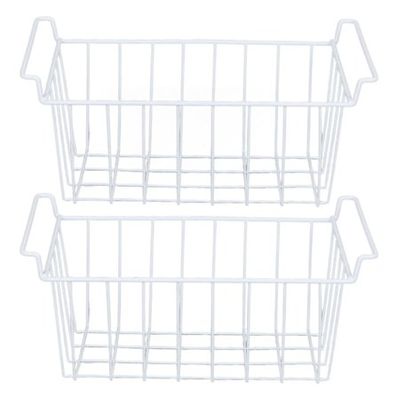 2 stk. frysertråd oppbevaringskurv organisator bin hengende metallstativ med Pe-belegg L-dwdz