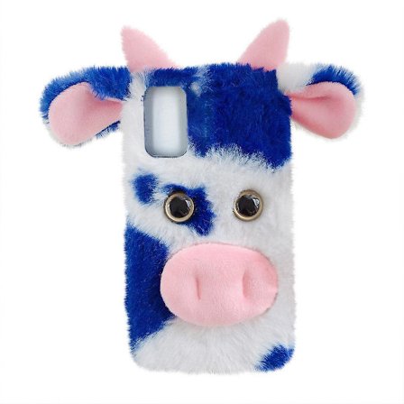 Fluffy Cow Phone Shell Lovely Plush Phone Cover kompatibelt med S21 Ultra 5g