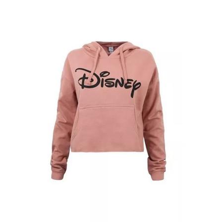 Disney Dam/dam Enkel Logotyp Crop Hoodie L Dammrosa
