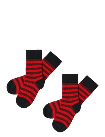 FUB 2-Pack Classic Stripe Socks - Red - 22/24
