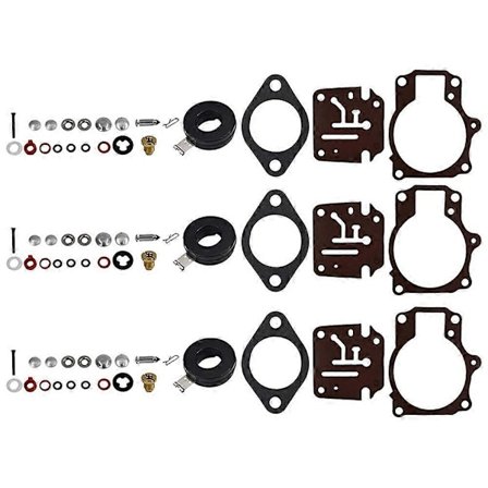 3 x Kaasuttimen korjaussarja ja kohokammio sopii Johnson Evinrude 396701 65 70 75 HP -moottoreille - Täydellinen