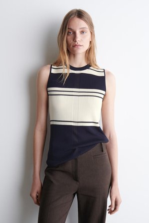 COS Frauen Tanktop Aus Rippstrick in Blau