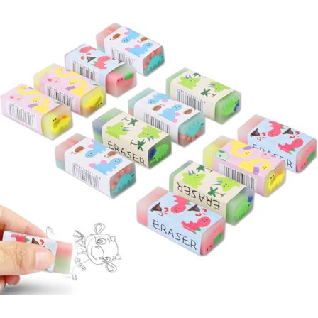 12 Stykker Novelty Viskelædere Kawaii Søde Børn Dinosaur Viskegummi