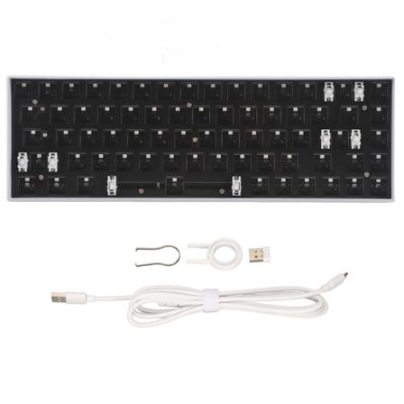 68-taster mekanisk tastatur DIY-sett med RGB 5V DC-støtte Trådløst 2.4G Type C kablet Bluetooth 3.0 5.0 Hot Swap-tastatur for IOS White