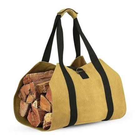 Vedoppbevaringsveske, bærbar kraftig vedveske for innendørs og utendørs bruk, enkeltlags kanting, utendørsveske, Oxford-stoffveske