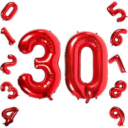 Röda Nummer 30 Ballonger, 40 Tum Födelsedag Nummer Ballon Fest Dekorationer Tillbehör Helium Folie Mylar Digitala Ballonger (röd Nummer 30)
