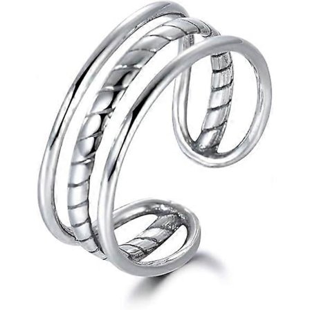 Ring for kvinner, justerbar vintage sølv tommelring, unisex justerbar størrelse