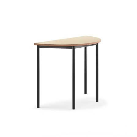 Desk SONITUS, semi-circular, 1200x600x900 mm, beige linoleum, anthracite