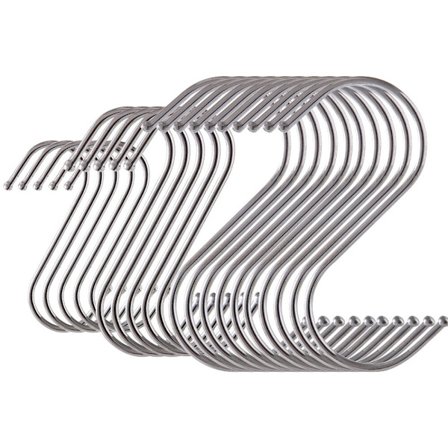 Et sæt med 20 S-kroge, hvoraf 5 er små+5 er mellemstore+10 er store